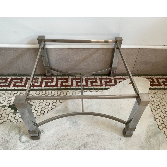 Pair of Metal Deco Tables With Smoked Glass Tops, 1960's, French For Sale - Image 10 of 17