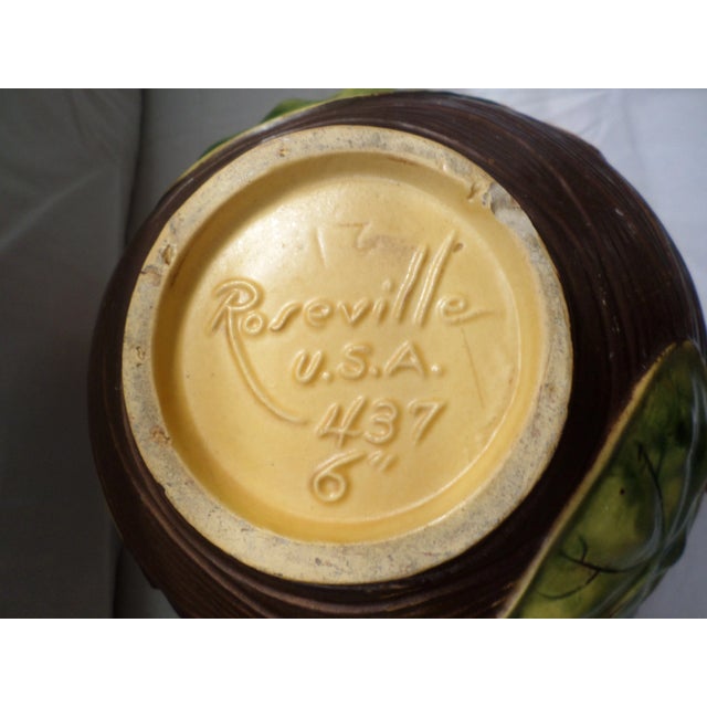 1930s Roseville Brown Waterlily Double Handle Vases - a Pair For Sale - Image 12 of 13