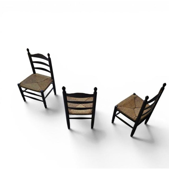 Vintage Provicial Ladderback Children's Chairs with Rush Seat, 1930s, Set of 3 For Sale - Image 17 of 18