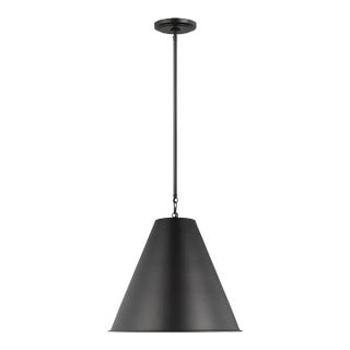 Thomas O'Brien By Visual Comfort Studio Gordon 1-Light Pendant with Steel Shade in Midnight Black For Sale