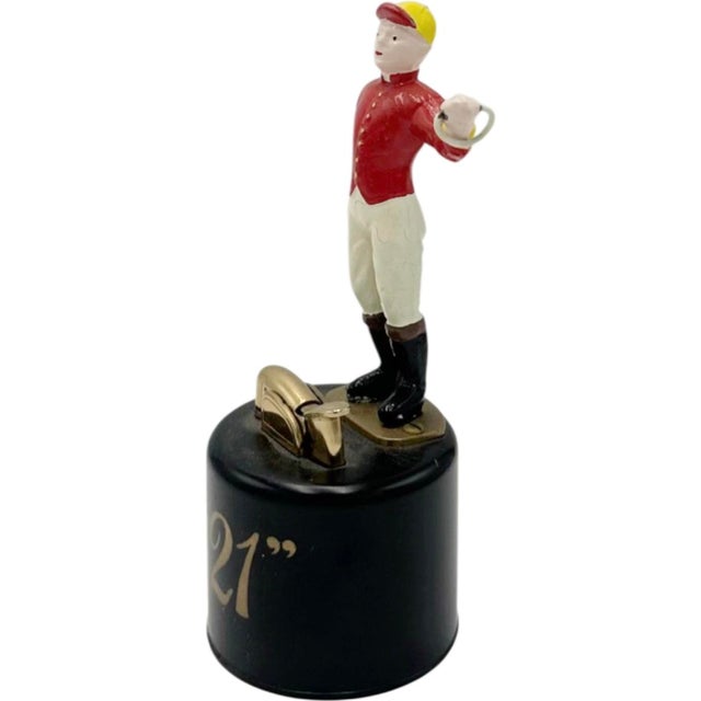Mid-Century Modern Vintage the 21 Club Nyc Restaurant Equestrian Jockey Lighter For Sale - Image 3 of 11