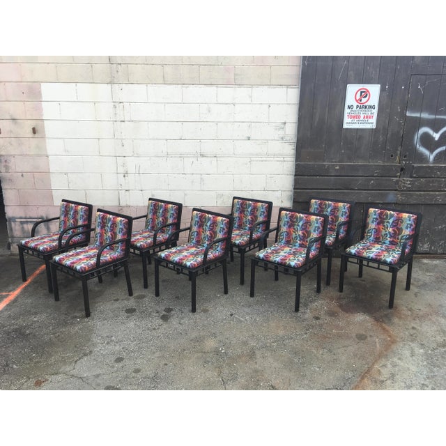 An extraordinary and extremely rare complete set of eight “Bridge” dining chairs designed by Ettore Sottsass for Knoll...