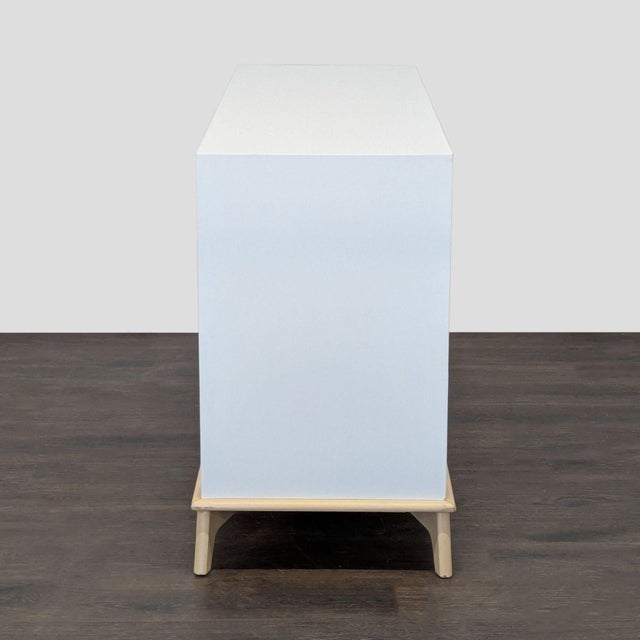 2020s West Elm Sydney White Modern 6-Drawer Dresser With Light Wood Base For Sale - Image 5 of 11