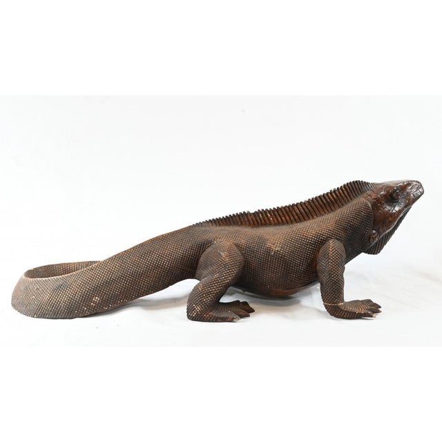 Hand Carved Komodo Dragon Sculpture For Sale - Image 6 of 7