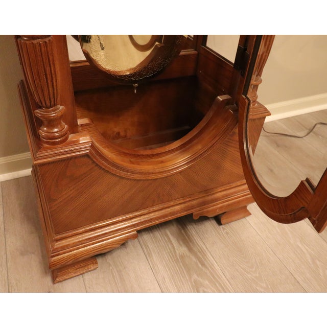 Ridgeway Model 9109 Illuminated Moon Phase Triple-Chime Grandfather Clock, Oak Case, Circa 1992 For Sale - Image 11 of 18