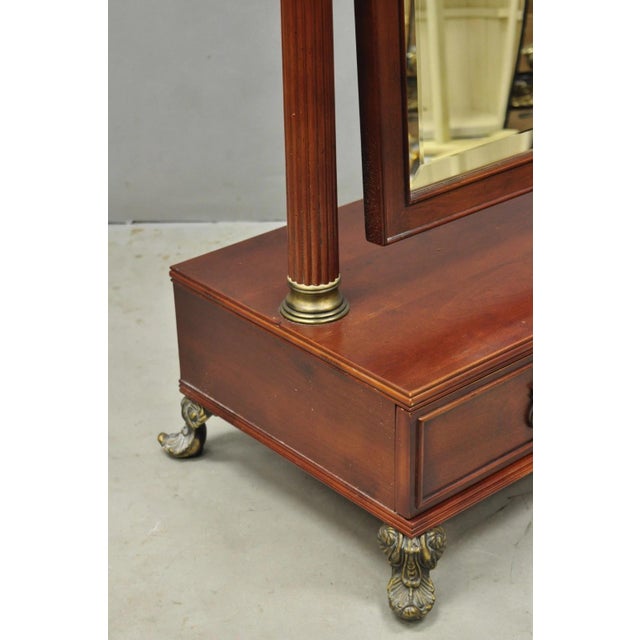 Bombay Company Cherry Wood Victorian Style Standing Cheval Mirror With Drawer For Sale - Image 12 of 18