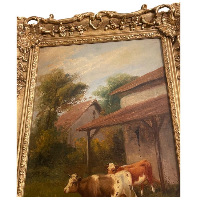 19th Century Italian Pastoral Cow Painting Signed by Vitolla For Sale - Image 9 of 9