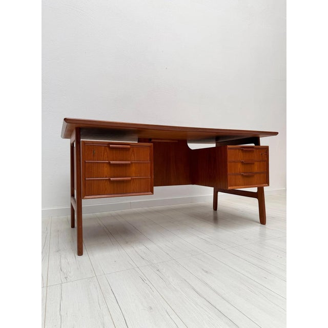 Wood Vintage Danish Teak Model 75 Desk by Gunni Omann for Omann Jun, 1960s For Sale - Image 7 of 18