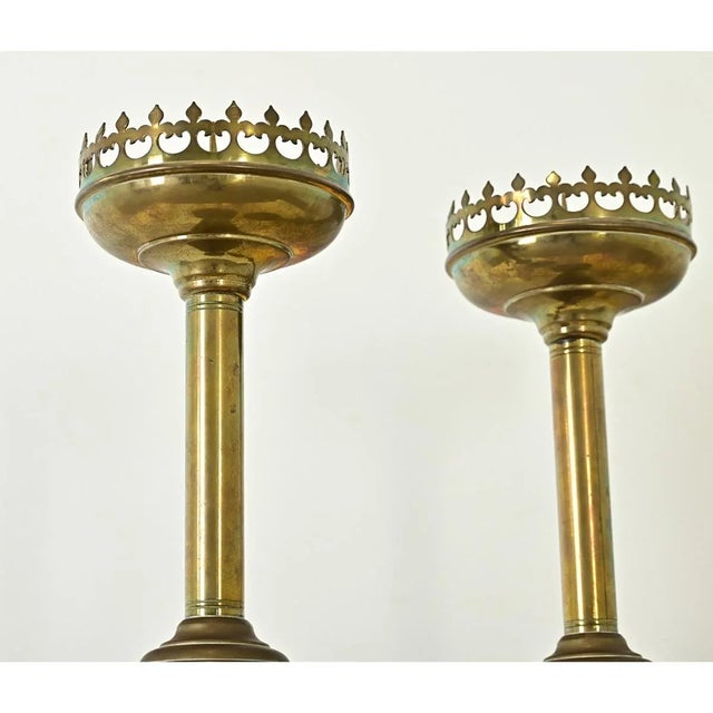 Metal French 19th Century Brass Altar Candlesticks - A Pair For Sale - Image 7 of 10