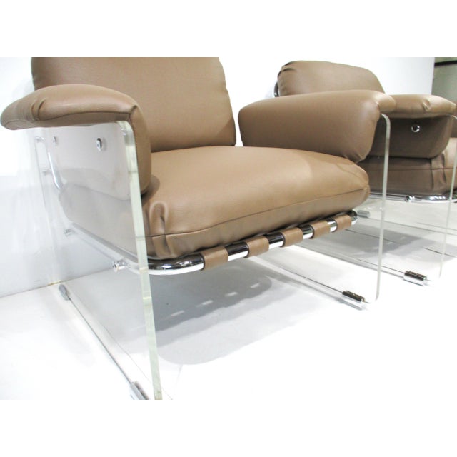 Pace Argenta Upholstered and Lucite Lounge Chairs for Pace Collection For Sale - Image 15 of 17