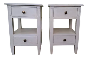 Lacquered Wooden Bedside Tables, Set of 2