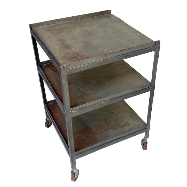 Pr. MCM Industrial Rolling Side Tables For Sale - Image 4 of 18