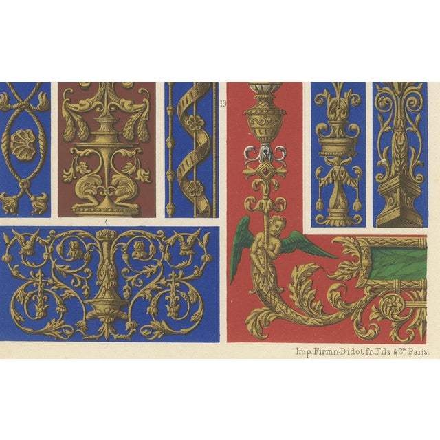 Saurer, Renaissance Architectural Ornament Gilded Scrollwork & Cherubs, Pl. LXVI, 1869, Print For Sale - Image 4 of 10