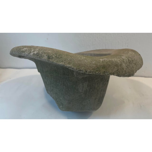 Rustic Vintage Aged Concrete Hat Garden Ornament or Planter For Sale - Image 3 of 7