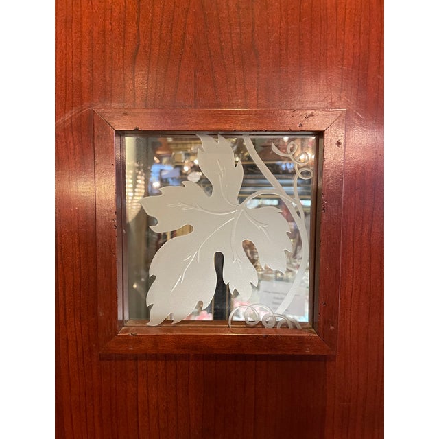 Vintage Art Deco Style Mahogany Etched Glass Three Panel Room Divider Screen For Sale In Minneapolis - Image 6 of 13