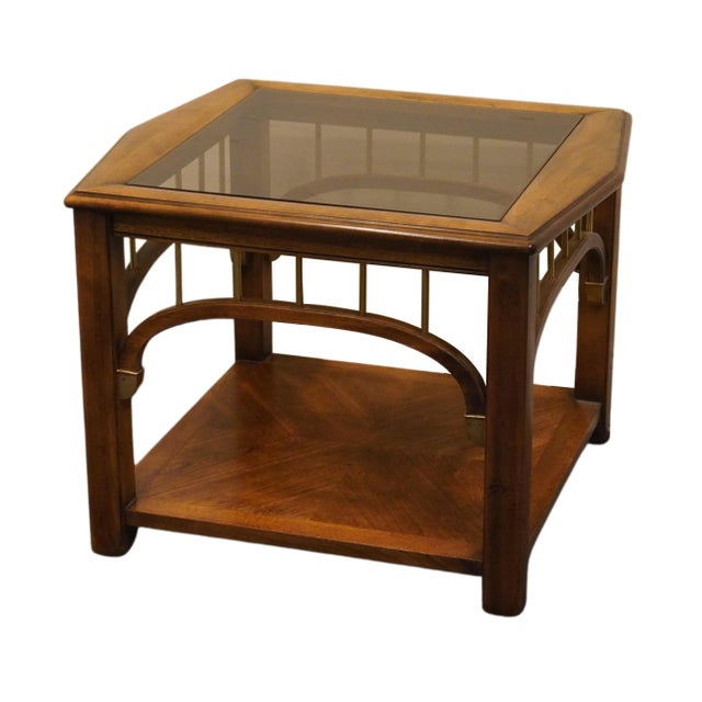 ALTAVISTA LANE 30x26" Rustic European Style Glass-Topped Accent End Table 1697-53 22.25" High 30" Wide 26.5" Deep We...