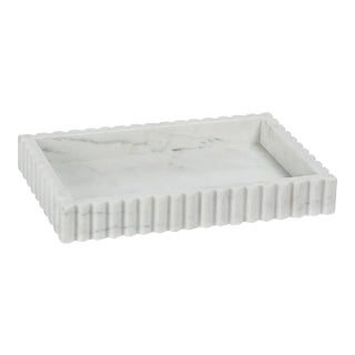 Calabria Scalloped Vanity Marble Tray, Small For Sale