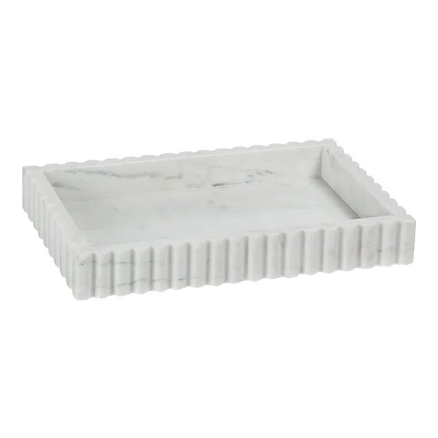 Calabria Scalloped Vanity Marble Tray, Small For Sale