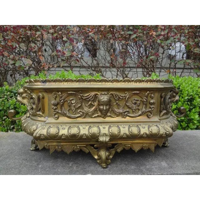 Lovely antique French Napoleon III heavy weight brass jardiniere, planter or cachepot. This fantastic French planter is...