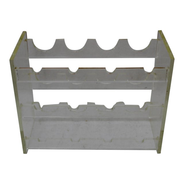 Vintage Mid-Century Modern Lucite Acrylic 12 Bottle Wine Rack For Sale