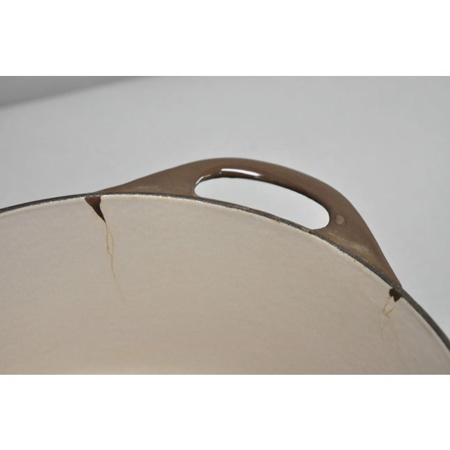 Vintage Cousances France Enameled Cast Iron Dutch Oven Pot Chocolate Brown # 22 For Sale - Image 10 of 17