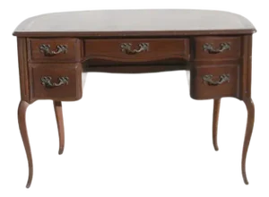 Mid 20th Century Sligh Walnut Curved Front Desk With Leather Top