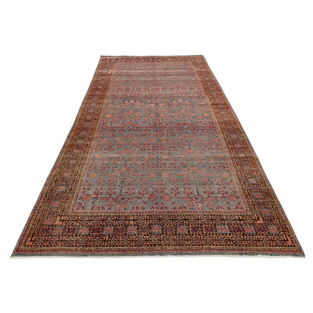 Antique Khotan Rug With Pomegranate Motif in Muted Terracotta & Slate Gray, Wool Area Rug For Sale - Image 9 of 10
