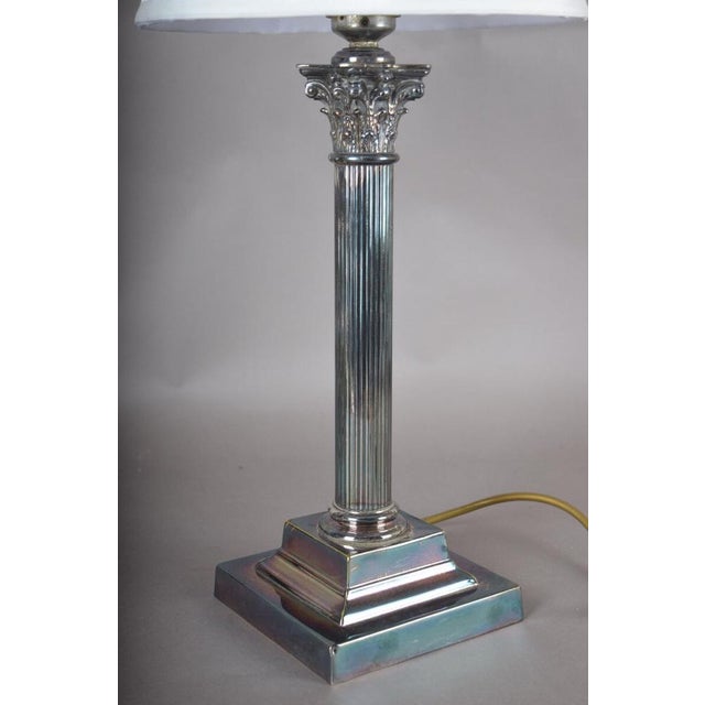 Silver-Plated Column Table Lamp, 1960s For Sale - Image 4 of 8