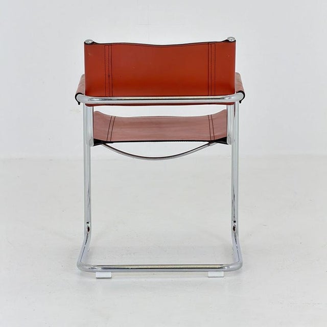 Metal Mid-Century Bauhaus Leather B34 Armchairs by Mart Stam & Marcel Breuer for Fasem, Italy, 1985 For Sale - Image 7 of 18