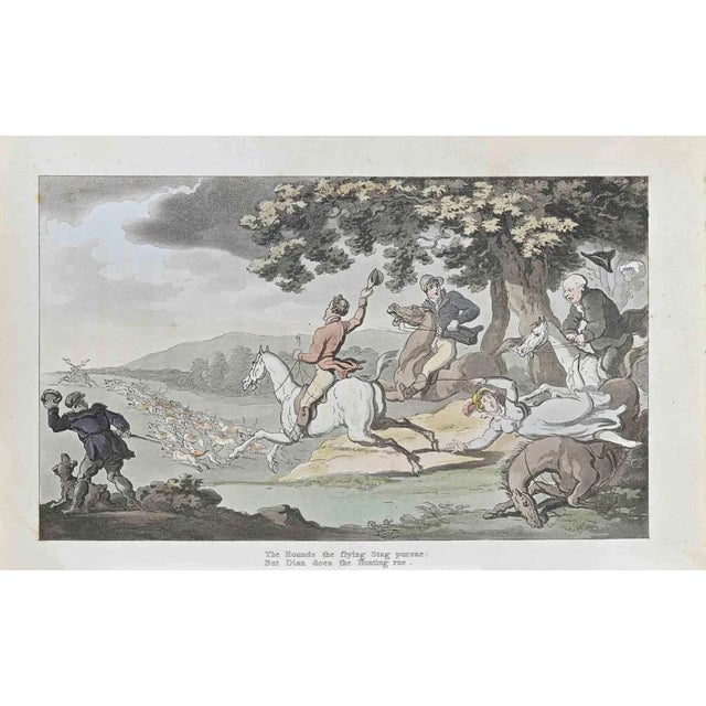 Thomas Rowlandson, The Hounds the Flying Stag Pursue, Etching, 1817 For Sale