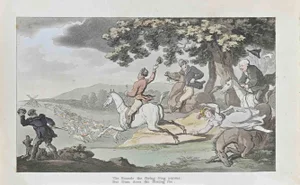 Thomas Rowlandson, The Hounds the Flying Stag Pursue, Etching, 1817