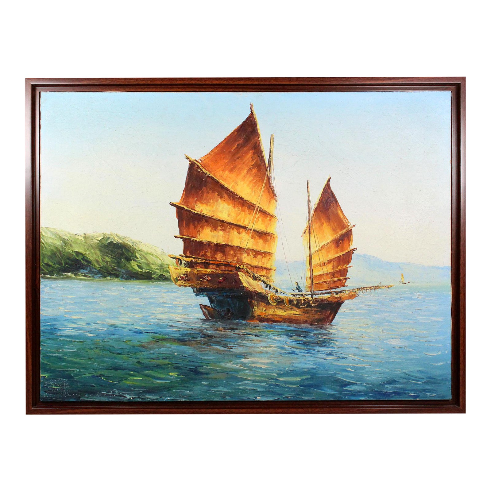 Original 60s Oil Painting Of A Chinese Junk Chairish