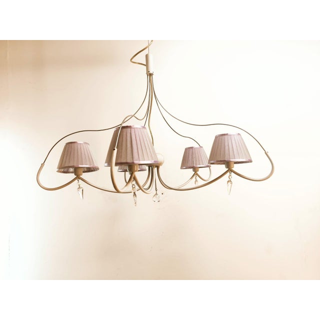 Five-Light Chandelier with Organza and Crystal Lampshades, in Flawless conditions. Designed 1990 to 1999 Up to 250V...