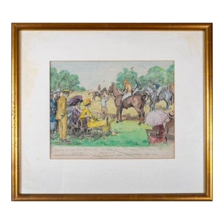 Polo Match Watercolour by George Denholm Armour For Sale
