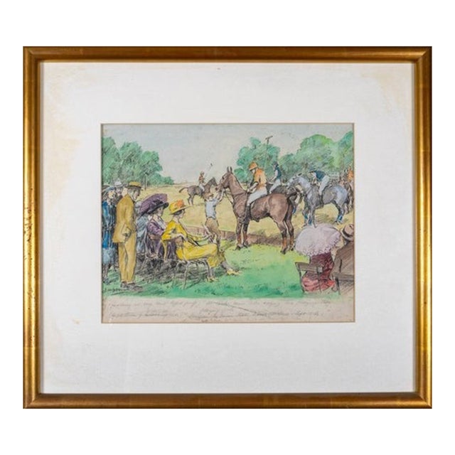 Polo Match Watercolour by George Denholm Armour For Sale