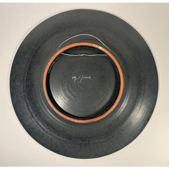 Masuo Ojima Vintage Ceramic Wall Hanging Platter Studio Pottery 19.5"d For Sale - Image 4 of 8