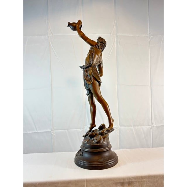 Antique French L. & F. Moreau Bacchus Spelter Sculpture, 28"h For Sale - Image 11 of 18