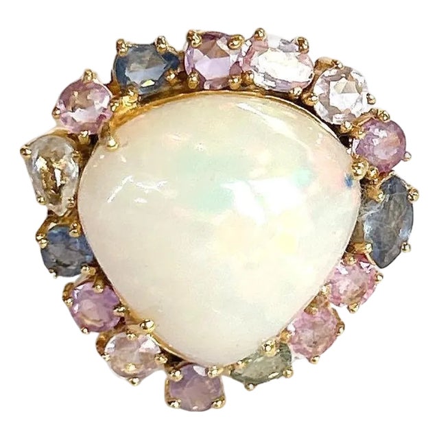 Bochic "Orient" Opal & Fancy Multi Color Pastel Sapphires In 18K Gold & Silver For Sale