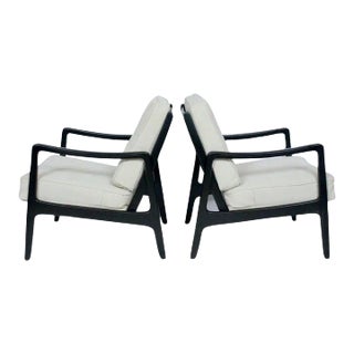 Early Ole Wanscher Ebonized Mahogany Lounge Chairs, 1950's - A Pair For Sale