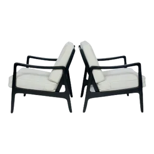 Early Ole Wanscher Ebonized Mahogany Lounge Chairs, 1950's - A Pair