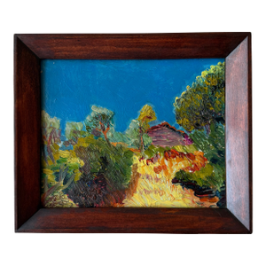 20th Century Framed Oil on Panel Abstract Landscape Scene From Paris