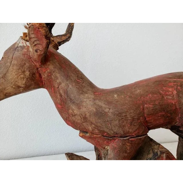 Old Bali or Java Temple Deer Statue Indonesian Folk Art Carving For Sale - Image 4 of 11