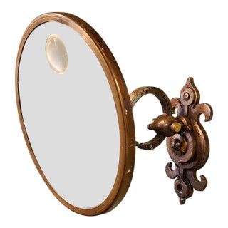 French Art Deco Illuminated Shaving Mirror, Attributed to Maison Brot, Paris, Circa 1930 For Sale