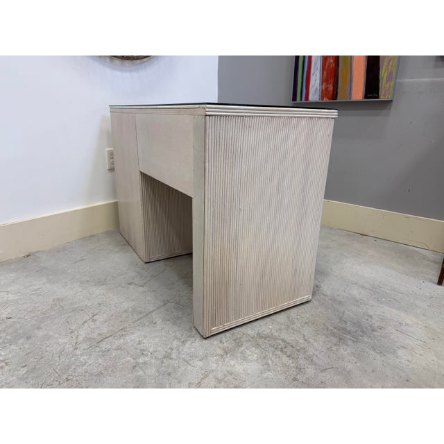 Wood Vintage Coastal Gabriella Crespi - Style Pencil Reed Rattan Writing Desk For Sale - Image 7 of 9