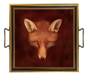 Fox Head Tray With Brass Handles