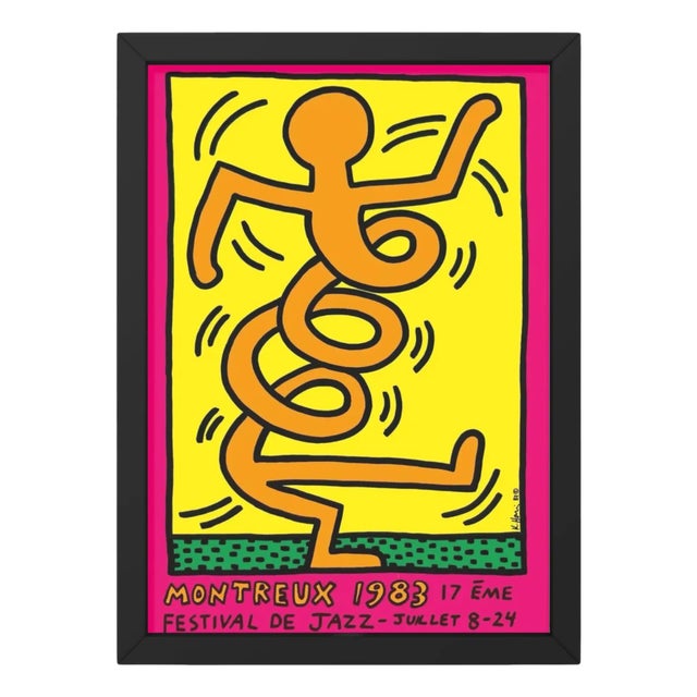 Montreux Jazz Festival Poster in Pink, by Keith Haring, 1983 For Sale