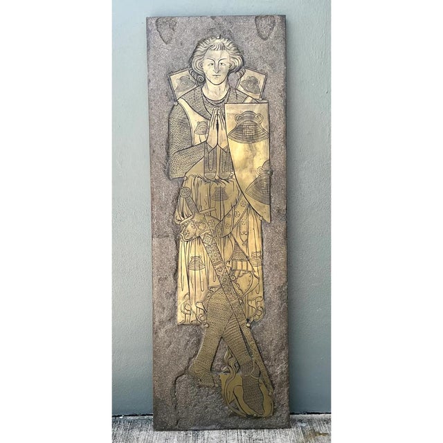 Vintage Monumental Knight Brass Rubbing For Sale - Image 4 of 12