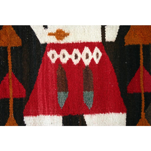 Brick Red 1930s Navajo Textile Rug "Night Chant" Blue Masked Dancers For Sale - Image 8 of 10