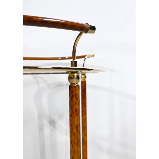 Metal Roller Table in Glass and Gold Metal, 1980s For Sale - Image 7 of 15