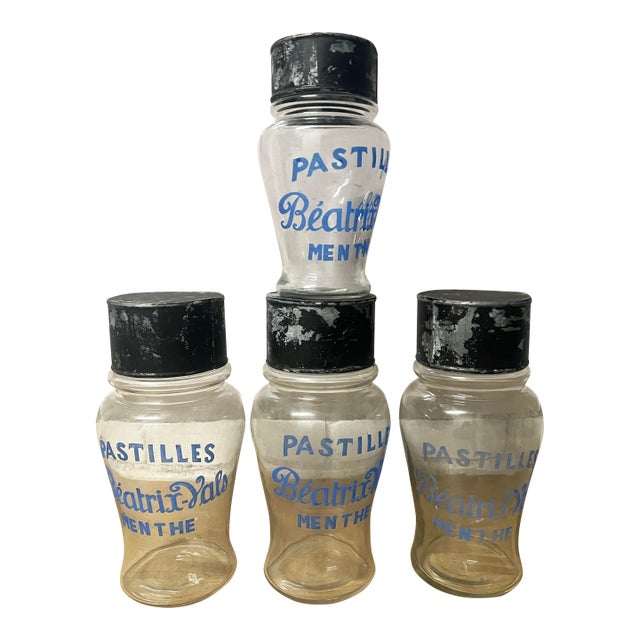 Set of 4 French Antique -Pastilles Beatrix,Vals -Apothecary/Candy Store Jars. For Sale